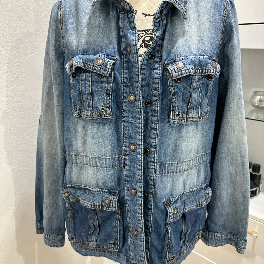 Guess Blue Jean Jacket with Distressed Look